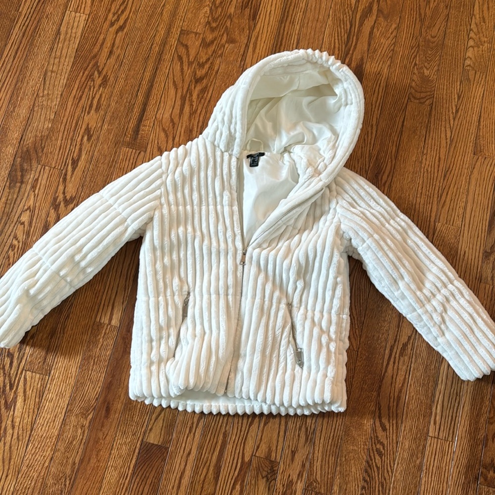 Faux fur white coat